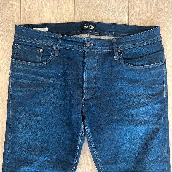 Jack & Jones Slim Fit Tim Button Fly Jeans Premium - Picture 3 of 13